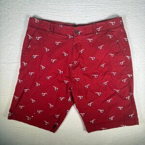 Plugg Flex Shorts Size 36 In Red With Kangaroo All over Print Chino